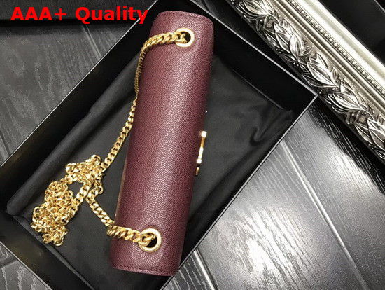 Saint Laurent Small Kate Chain Bag in Burgundy Grain De Poudre Textured Leather Replica