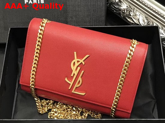 Saint Laurent Small Kate Chain Bag in Red Grain De Poudre Textured Leather Replica