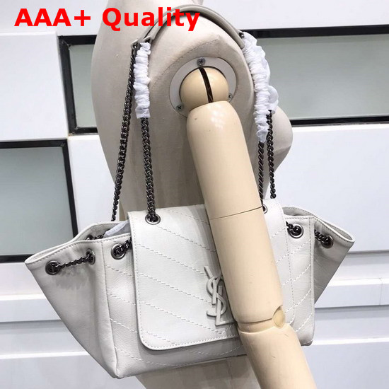 Saint Laurent Small Nolita Bag in White Vintage Leather Replica