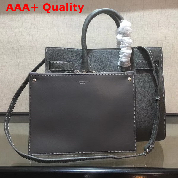 Saint Laurent Small Sac De Jour Souple Bag in Grey Grained Leather Replica