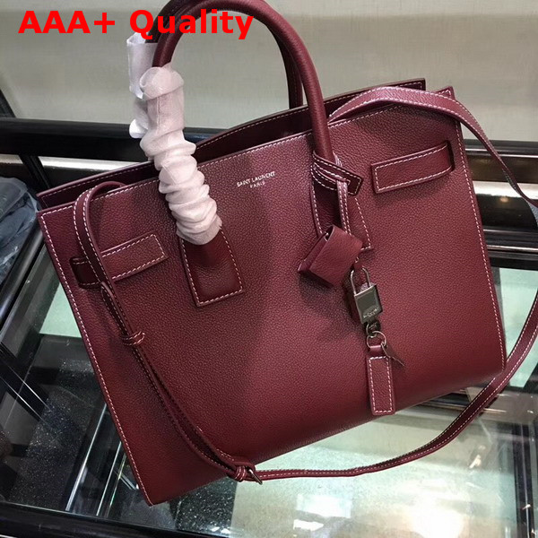 Saint Laurent Small Sac De Jour Souple Bag in Oxblood Grained Leather Replica