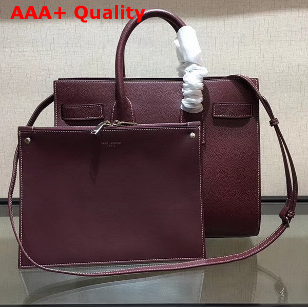 Saint Laurent Small Sac De Jour Souple Bag in Oxblood Grained Leather Replica