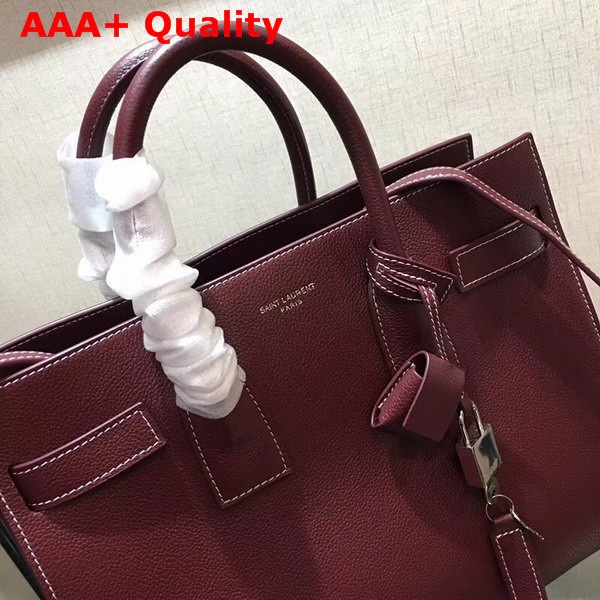 Saint Laurent Small Sac De Jour Souple Bag in Oxblood Grained Leather Replica