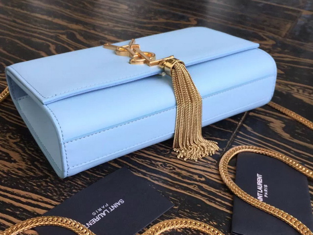 Saint Laurent Small Tassel Satchel Cloudy Blue for Sale