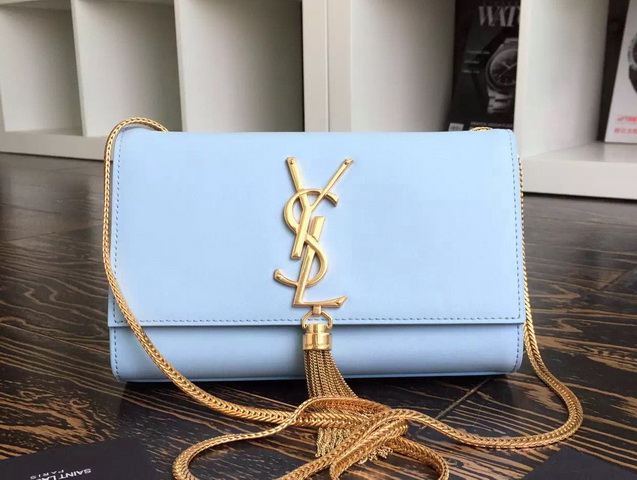 Saint Laurent Small Tassel Satchel Cloudy Blue for Sale