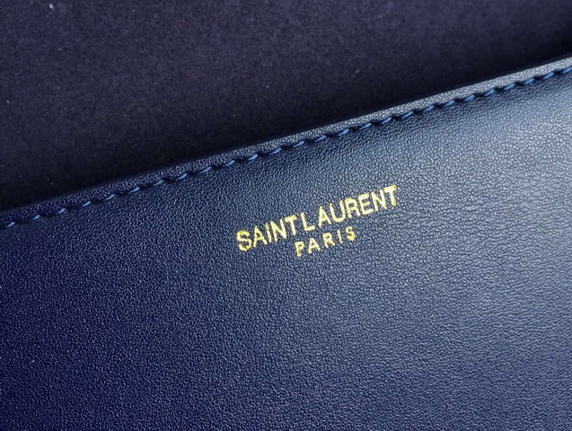 Saint Laurent Small Tassel Satchel Navy Blue Leather for Sale