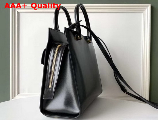 Saint Laurent Small Uptown Tote in Black Shiny Smooth Leather Replica