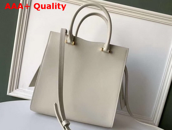 Saint Laurent Small Uptown Tote in Blanc Vintage Shiny Smooth Leather Replica