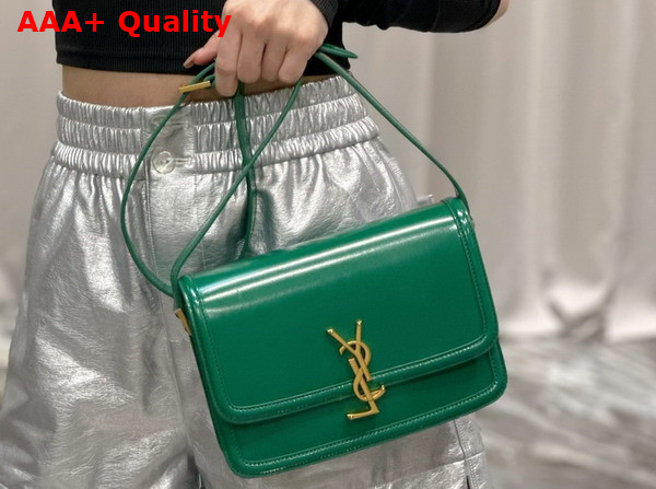 Saint Laurent Solferino Medium Satchel Green Box Saint Laurent Leather Replica