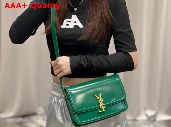 Saint Laurent Solferino Medium Satchel Green Box Saint Laurent Leather Replica