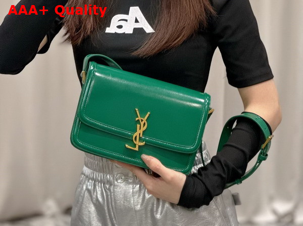 Saint Laurent Solferino Medium Satchel Green Box Saint Laurent Leather Replica