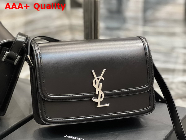 Saint Laurent Solferino Medium Satchel in Black Box Saint Laurent Leather with Silver Hardware Replica