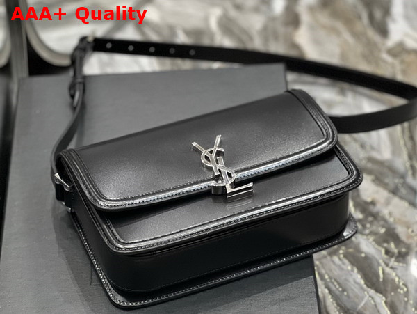 Saint Laurent Solferino Medium Satchel in Black Box Saint Laurent Leather with Silver Hardware Replica