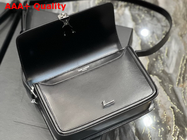 Saint Laurent Solferino Medium Satchel in Black Box Saint Laurent Leather with Silver Hardware Replica