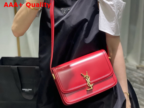 Saint Laurent Solferino Medium Satchel in Box Saint Laurent Leather Eros Red Replica