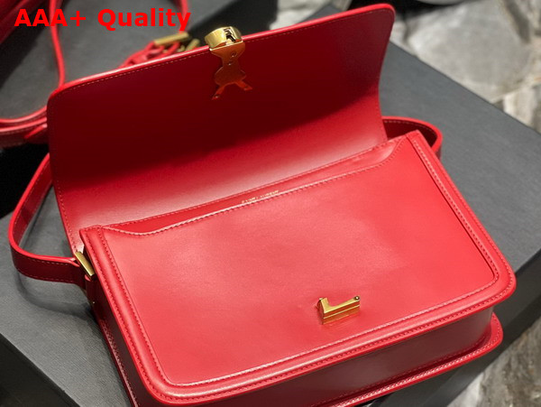 Saint Laurent Solferino Medium Satchel in Box Saint Laurent Leather Eros Red Replica