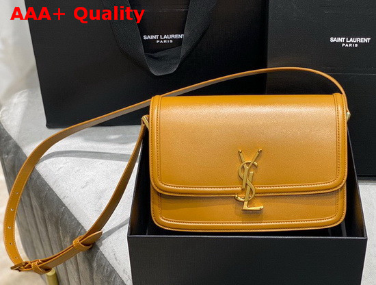 Saint Laurent Solferino Medium Satchel in Dark Sun Box Saint Laurent Leather Replica