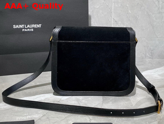 Saint Laurent Solferino Medium Soft Satchel in Suede and Smooth Leather Black Replica