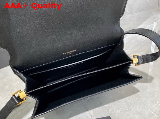 Saint Laurent Solferino Medium Soft Satchel in Suede and Smooth Leather Black Replica