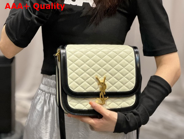 Saint Laurent Solferino Medium Supple Satchel in Off White and Black Quilted Lambskin Replica