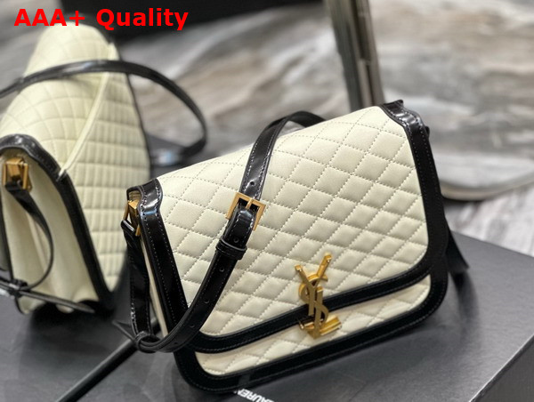 Saint Laurent Solferino Medium Supple Satchel in Off White and Black Quilted Lambskin Replica