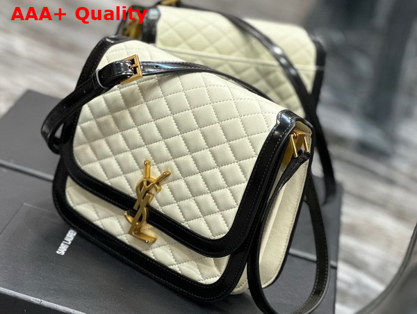 Saint Laurent Solferino Medium Supple Satchel in Off White and Black Quilted Lambskin Replica