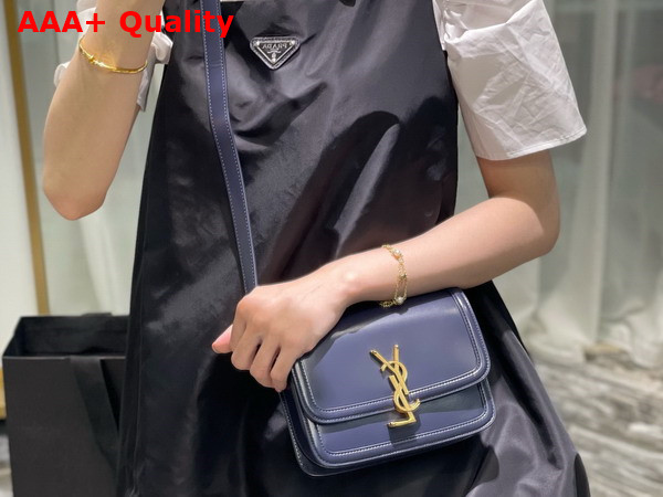 Saint Laurent Solferino Small Satchel in Dark Navy Box Saint Laurent Leather Replica