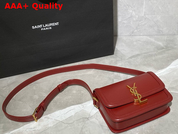 Saint Laurent Solferino Small Satchel in Dark Red Box Saint Laurent Leather Replica