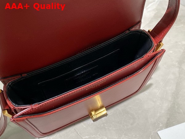 Saint Laurent Solferino Small Satchel in Dark Red Box Saint Laurent Leather Replica