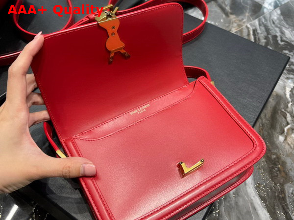 Saint Laurent Solferino Small Satchel in Eros Red Box Saint Laurent Leather Replica