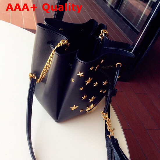 Saint Laurent Star Studded Small Bucket Bag in Black Calfskin Replica