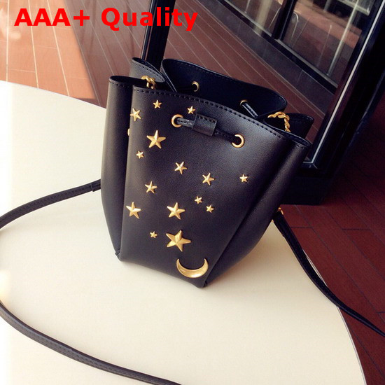 Saint Laurent Star Studded Small Bucket Bag in Black Calfskin Replica