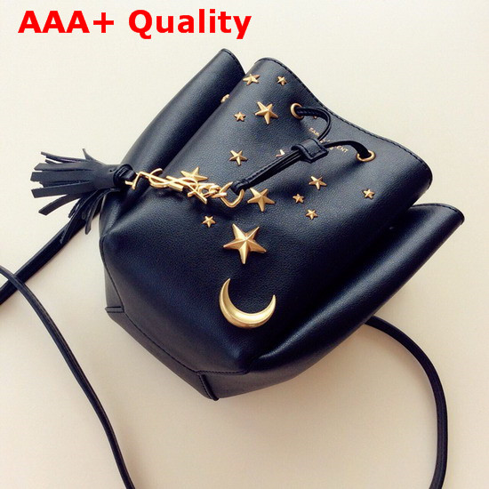 Saint Laurent Star Studded Small Bucket Bag in Black Calfskin Replica