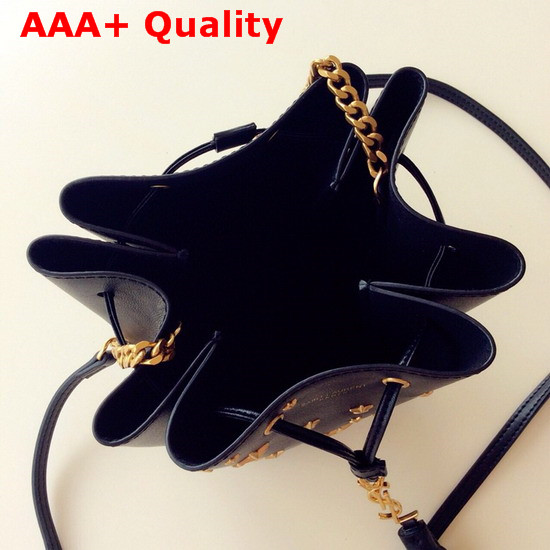 Saint Laurent Star Studded Small Bucket Bag in Black Calfskin Replica