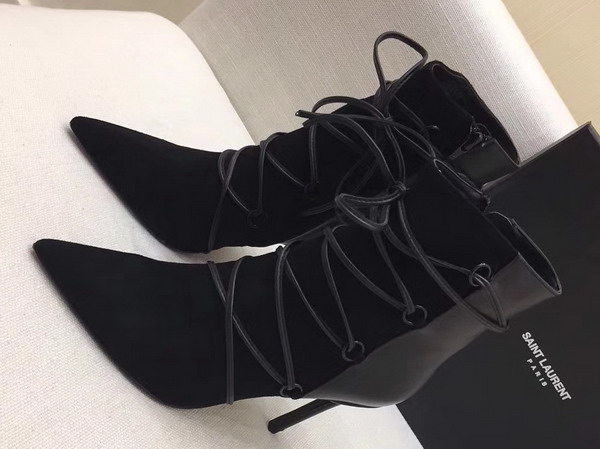 Saint Laurent Suede Ankle Boot in Black For Sale