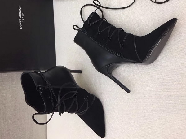 Saint Laurent Suede Ankle Boot in Black For Sale