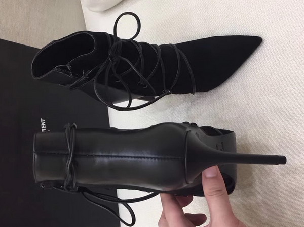 Saint Laurent Suede Ankle Boot in Black For Sale