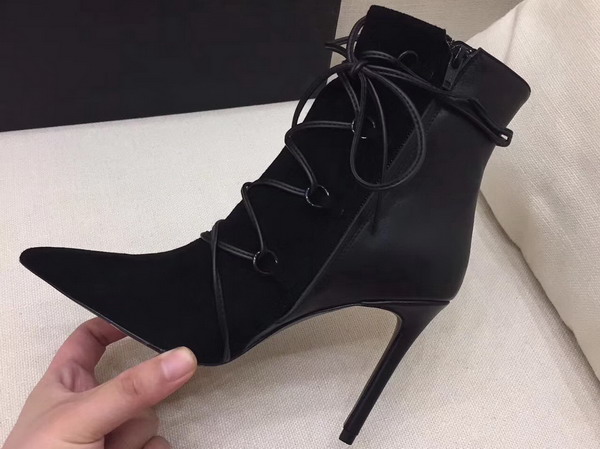 Saint Laurent Suede Ankle Boot in Black For Sale