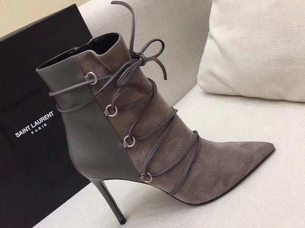 Saint Laurent Suede Ankle Boot in Nude For Sale