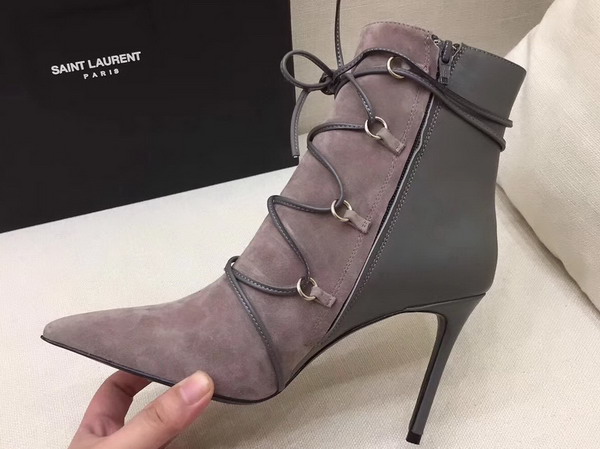 Saint Laurent Suede Ankle Boot in Nude For Sale