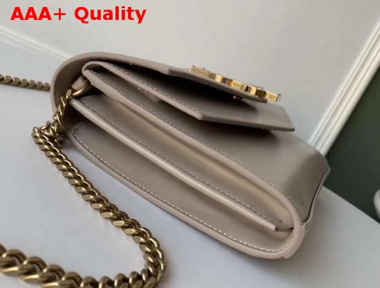 Saint Laurent Sulpice Chain Wallet in Beige Smooth Leather Replica