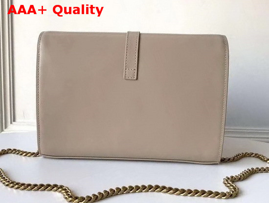 Saint Laurent Sulpice Chain Wallet in Beige Smooth Leather Replica