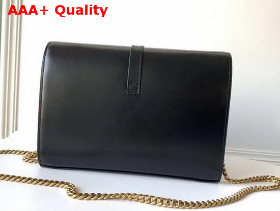 Saint Laurent Sulpice Chain Wallet in Black Smooth Leather Replica