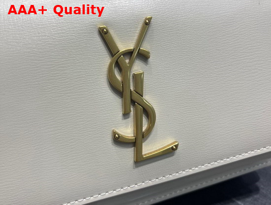 Saint Laurent Sunset Chain Wallet in Beige Smooth Leather Replica