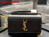 Saint Laurent Sunset Chain Wallet in Black Smooth Leather Replica