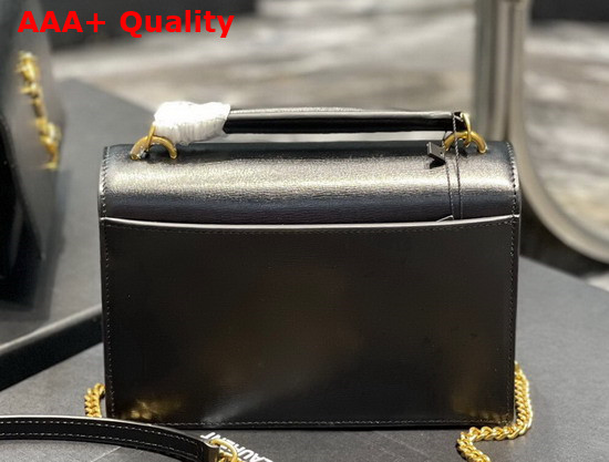 Saint Laurent Sunset Chain Wallet in Black Smooth Leather Replica