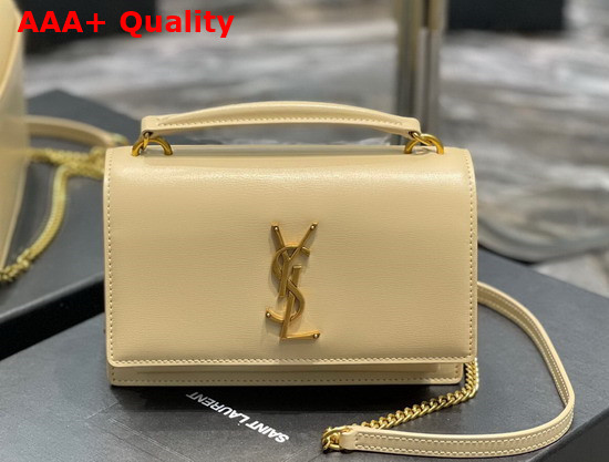 Saint Laurent Sunset Chain Wallet in Dark Beige Smooth Leather Replica