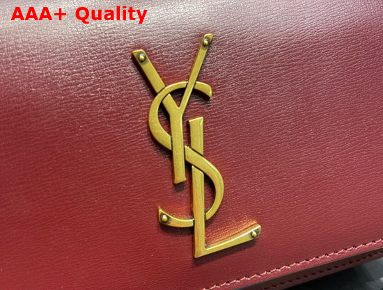 Saint Laurent Sunset Chain Wallet in Dark Red Smooth Leather Replica