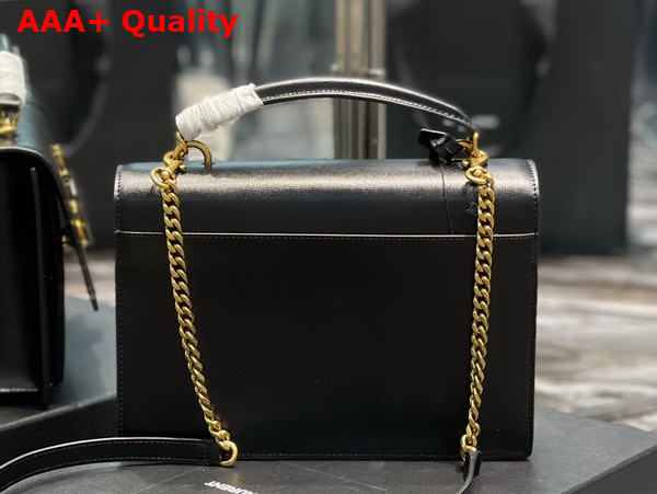 Saint Laurent Sunset Medium Top Handle in Smooth Leather Noir Replica