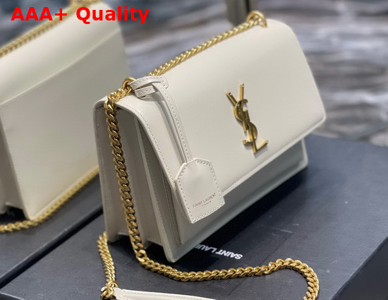 Saint Laurent Sunset Medium in Smooth Leather Blanc Vintage Replica